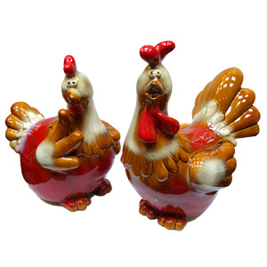 Фигурка из керамики "Петух и курица" №0644