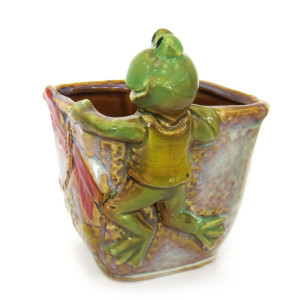 Вазон из керамики "Лягушка с стрекозой" №1861B