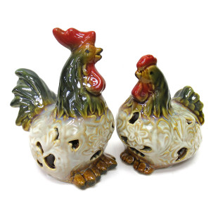 Комплект фигурок из керамики "Петух и курица" №JY0034