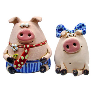 Комплект фигурок-копилок из керамики "Свинка Гарфил" №316
