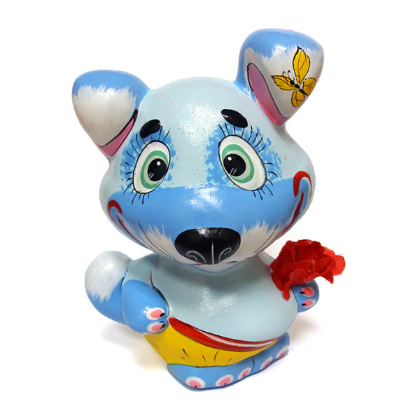 Фигурка из керамики "Мышка с цветами" №FK3018 Фигурка из керамики "Мышка с цветами" №FK3018