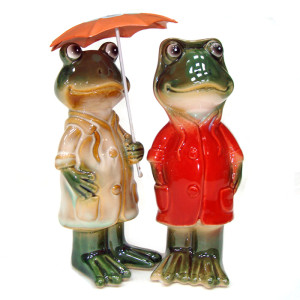 Комплект фигурок из керамики "Лягушки под зонтом" №JY1983