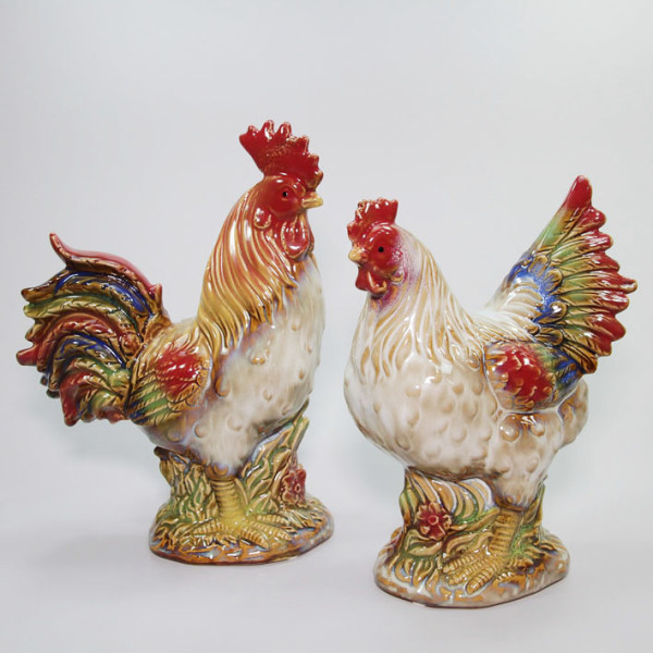 Комплект фигурок из керамики "Петух с курицей" №316627 Комплект фигурок из керамики "Петух с курицей" №316627
