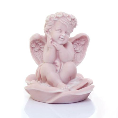 Фигурка из мраморной крошки "Ангелочек в розе" №K73-1