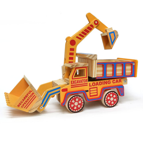Игрушка из дерева "Грузовик экскаватор-погрузчик" №7376-6