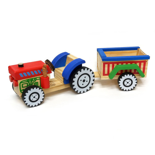 Игрушка из дерева "Трактор с прицепом" №7376-8