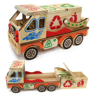 Игрушка из дерева "Машина мусоровоз" №7376-10A