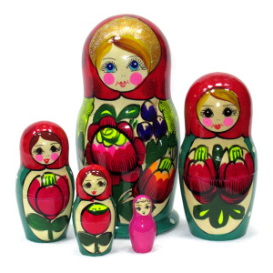 Матрешка "Цветы" 5 мест №33-2M