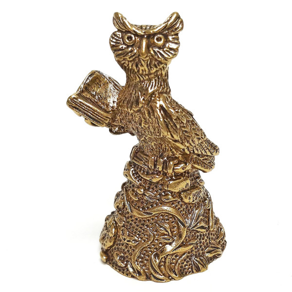 Колокольчик из бронзы "Филин с книгой" №K0026 Колокольчик из бронзы "Филин с книгой" №K0026