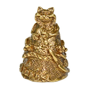 Колокольчик из бронзы "Кот с сосиской" №K0073