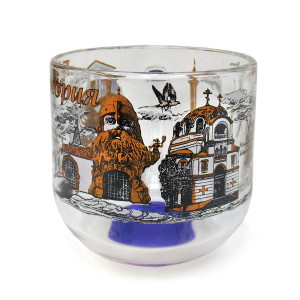 Кружка стеклянная круглая "Евпатория" №2022-6