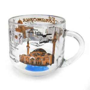 Кружка стеклянная круглая "Евпатория" №2022-6