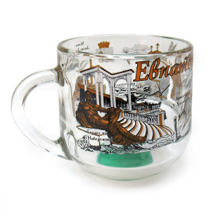 Кружка стеклянная круглая "Евпатория" №2022-6