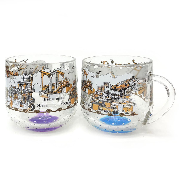 Кружка стеклянная круглая "Крым" №2022-2