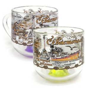 Кружка стеклянная круглая "Севастополь" №2022-3