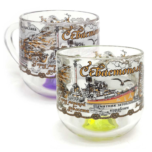 Кружка стеклянная круглая "Севастополь" №2022-3