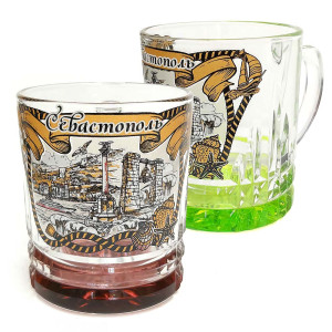 Кружка стеклянная Венеция "Севастополь" №2028-3