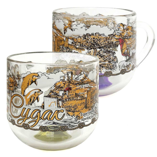 Кружка стеклянная круглая "Судак" №2022-4 Кружка стеклянная круглая "Судак" №2022-4