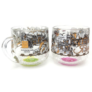 Кружка стеклянная круглая "Ялта" №2022-5