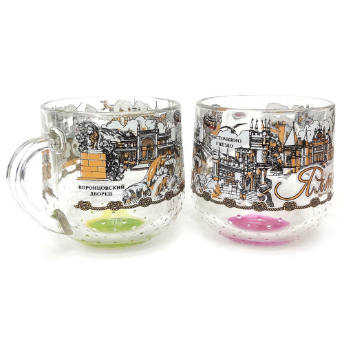 Кружка стеклянная круглая "Ялта" №2022-5