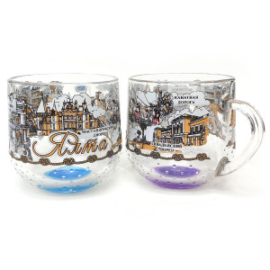 Кружка стеклянная круглая "Ялта" №2022-5