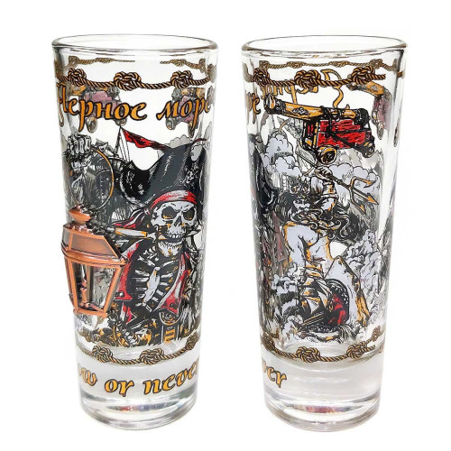 Стопка стеклянная "Черное море. Пират с фонарем" №1140-10A