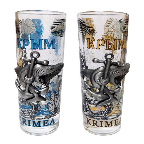 Стопка стеклянная "Крым-Якорь с акулой" №1140-3