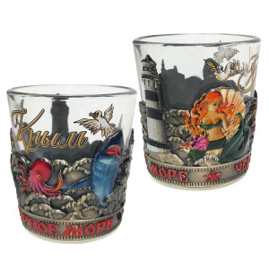 Рюмка стеклянная "Крым. Черное море" цветная №1250-1C