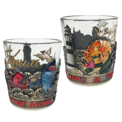 Рюмка стеклянная "Крым. Черное море" цветная №1250-1C