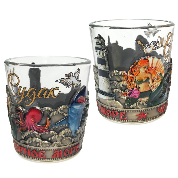 Рюмка стеклянная "Судак. Черное море" цветная №1250-4C Рюмка стеклянная "Судак. Черное море" цветная №1250-4C