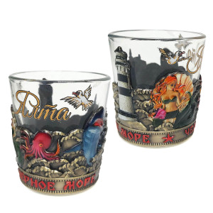 Рюмка стеклянная "Ялта. Черное море" цветная №1250-5C