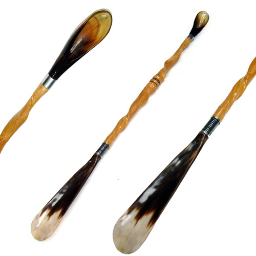 Ложка для обуви из ольхи и бычьего рога с пружиной №3901