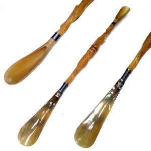 Ложка для обуви из ольхи и бычьего рога с пружиной №3902