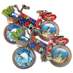 Магнит из металла велосипед "Крым. Черное море" №6383-2