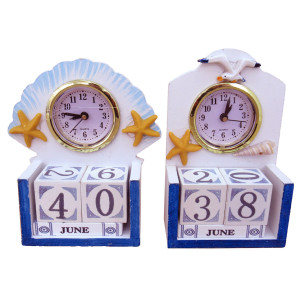 Календарь настольный из дерева с часами №D-05