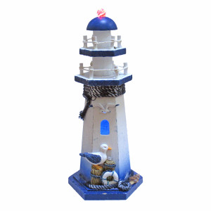 Маяк из дерева светящийся с чайкой №003-A