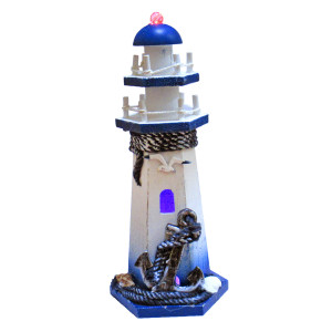 Маяк из дерева светящийся с якорем №003-D