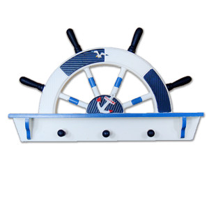 Панно из дерева с крючками "Штурвал" №260B