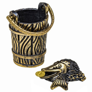 Наперсток из бронзы и янтаря "Щука в ведре" №1052B