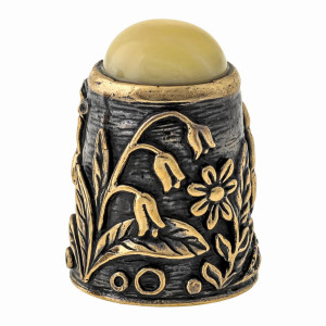 Наперсток из бронзы и янтаря "Улитка с кабошоном" №1486B