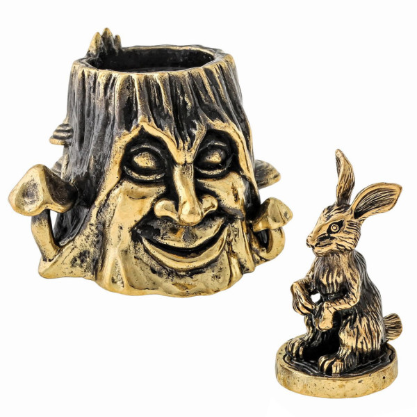 Наперсток из бронзы "Пень с Зайцем Степашкой" №1507