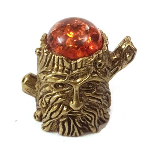 Наперсток из бронзы и янтаря "Леший" пень №1548