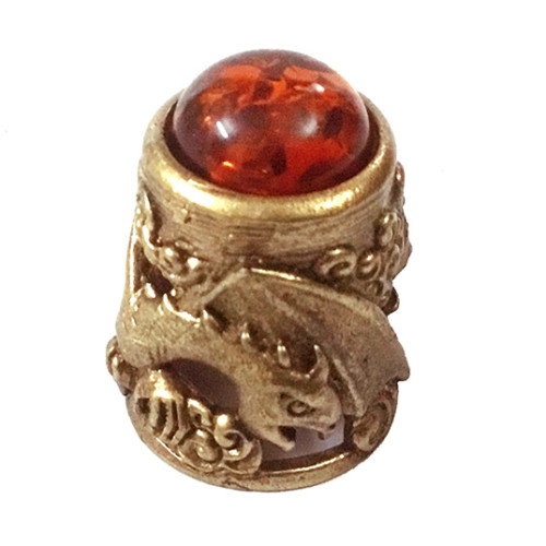 Наперсток из бронзы и янтаря "Дракон с кабошоном" №1553
