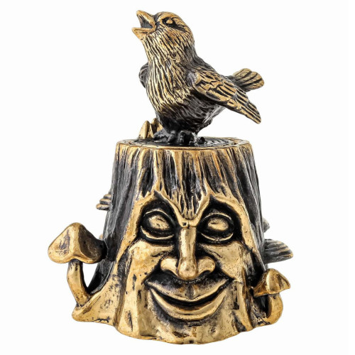 Наперсток из бронзы "Пень с Чижиком" №1564