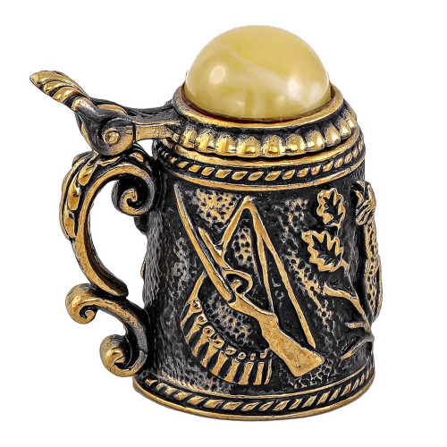Наперсток из бронзы и янтаря "Кружка Охотника" №1727B