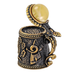 Наперсток из бронзы и янтаря "Кружка Охотника" №1727B