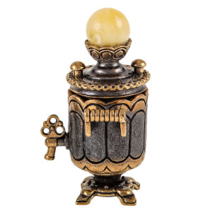 Наперсток из бронзы и янтаря "Самовар" №1733B