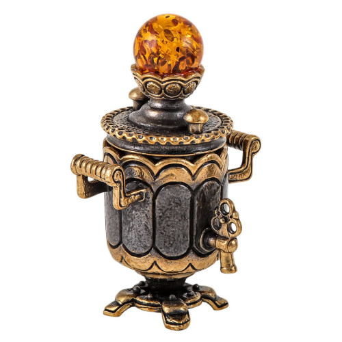 Наперсток из бронзы и янтаря "Самовар" №1733K