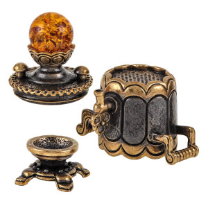 Наперсток из бронзы и янтаря "Самовар" №1733K