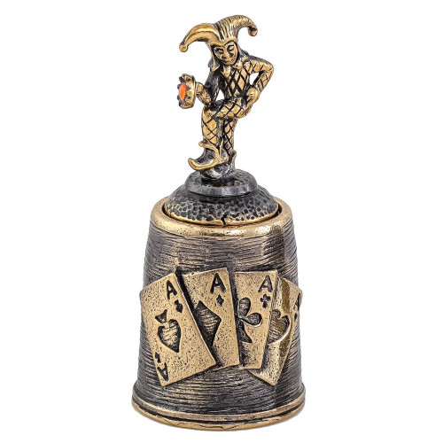 Наперсток из бронзы и янтаря "Джокер" №1752